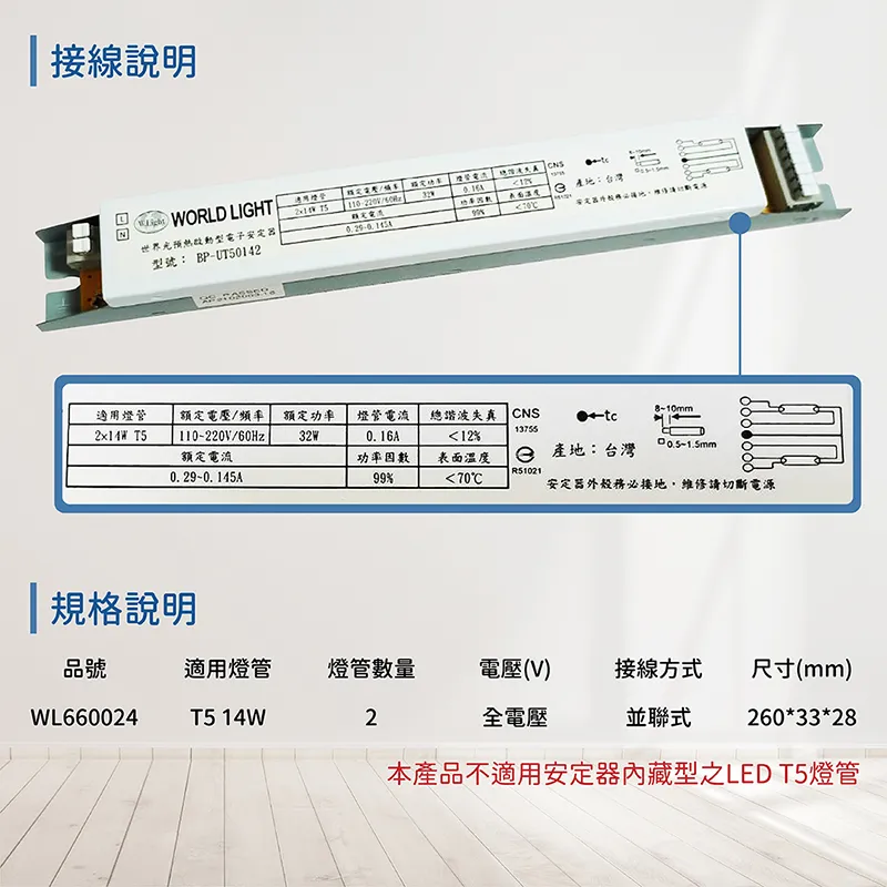 【WORLD LIGHT 世界光】2入組 BN-UT50144 T5 14W 4燈/3燈 全電壓 預熱 電子安定器_ WL660020 歷史價格詳細信息