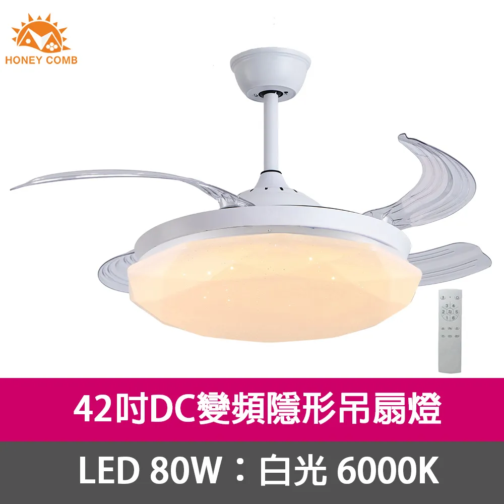 【Honey Comb】變頻LED60W遙控調光調色臥室風扇吸頂燈(V2821C60) 歷史價格詳細信息