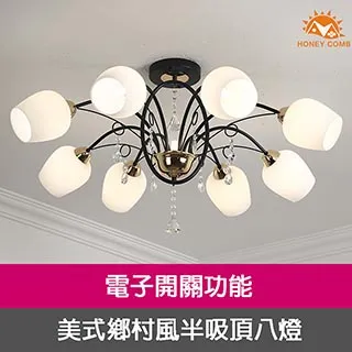 【Honey Comb】鄉村風球中球玻璃七燈吊燈(91261) 歷史價格詳細信息