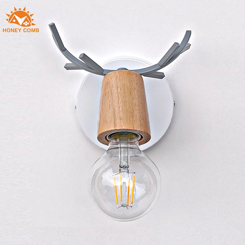 北歐原木小壁燈創意個性床頭日式溫馨浪漫臥室背景牆胡桃木壁燈 歷史價格詳細信息