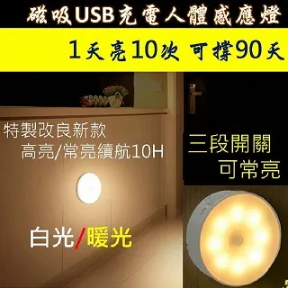 開關高亮磁吸充電感應燈(700mah高續航力LED人體感應燈 USB充電 手電筒 小夜燈) 歷史價格詳細信息