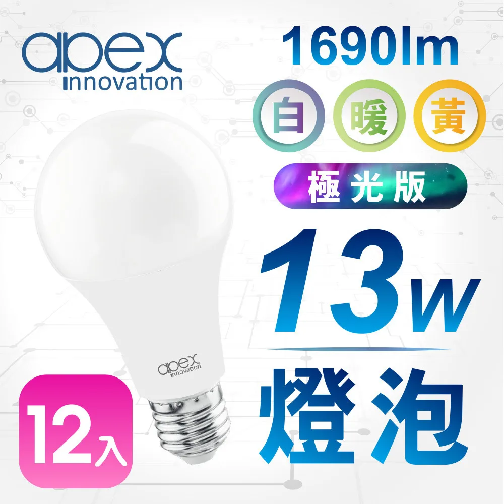 【APEX】13W高效能廣角LED燈泡 全電壓 E27(4入) 歷史價格詳細信息