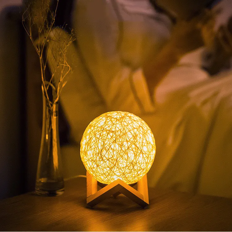 藤球小夜燈臥室床頭臺燈藤條夜燈睡眠小燈氣氛燈充電情調遙控氛圍 歷史價格詳細信息