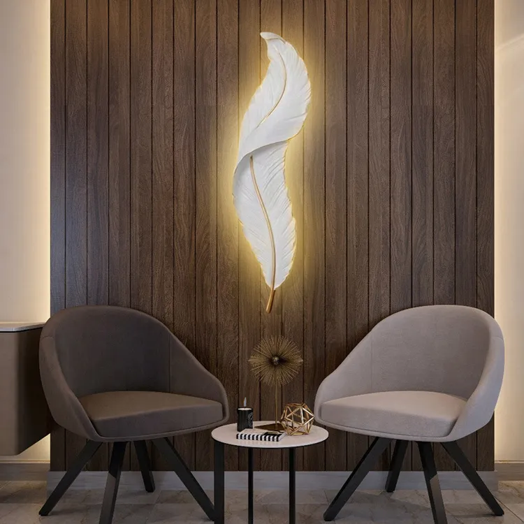 羽毛壁燈客廳電視牆長條壁燈羽毛牆面裝飾臥室床頭過道燈飾 歷史價格詳細信息
