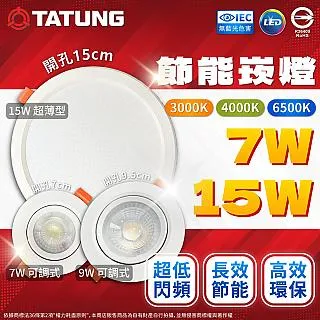 (2入) 【TATUNG 大同】 最新款 LED 9w 全電壓 9.5cm 可調角度 超薄崁燈 (黃光/自然光/白光) 歷史價格詳細信息
