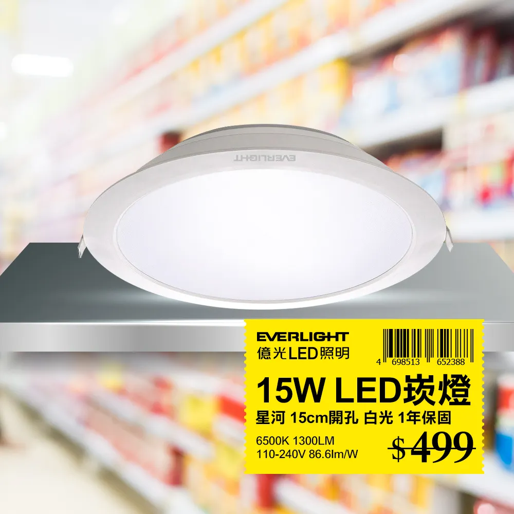 EVERLIGHT億光 15CM崁孔 15w星皓崁燈4盒 -8入 (白光) 歷史價格詳細信息