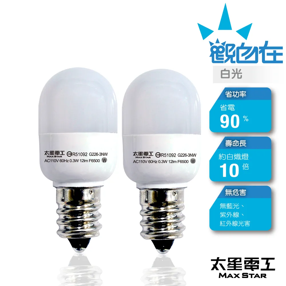 【太星電工】觀自在LED節能燈泡 E12/0.3W/2入(白光) ANA226W 歷史價格詳細信息