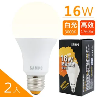 SAMPO聲寶 16W白光LED節能燈泡 (2入) 歷史價格詳細信息