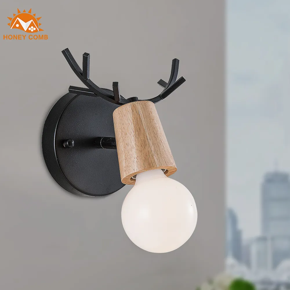 北歐原木小壁燈創意個性床頭日式溫馨浪漫臥室背景牆胡桃木壁燈 歷史價格詳細信息