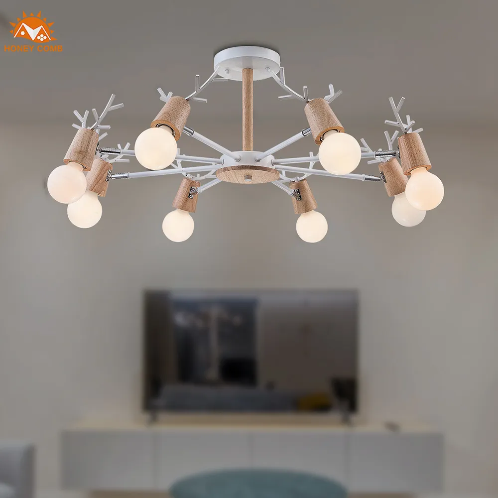 Honey Comb 北歐風原木半吸頂五燈 HC-20327 歷史價格詳細信息
