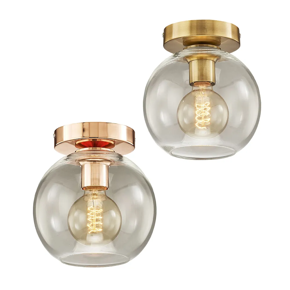 【Honey Comb】工業風干邑色玻璃玄關單吸頂燈(F7002．F7003) 歷史價格詳細信息