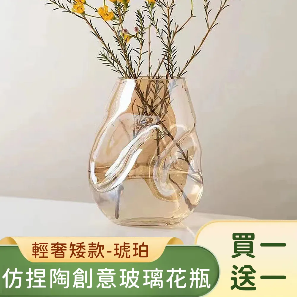 【好拾選物】輕奢簡約大肚玻璃花瓶-透明 大+小 兩件組 歷史價格詳細信息