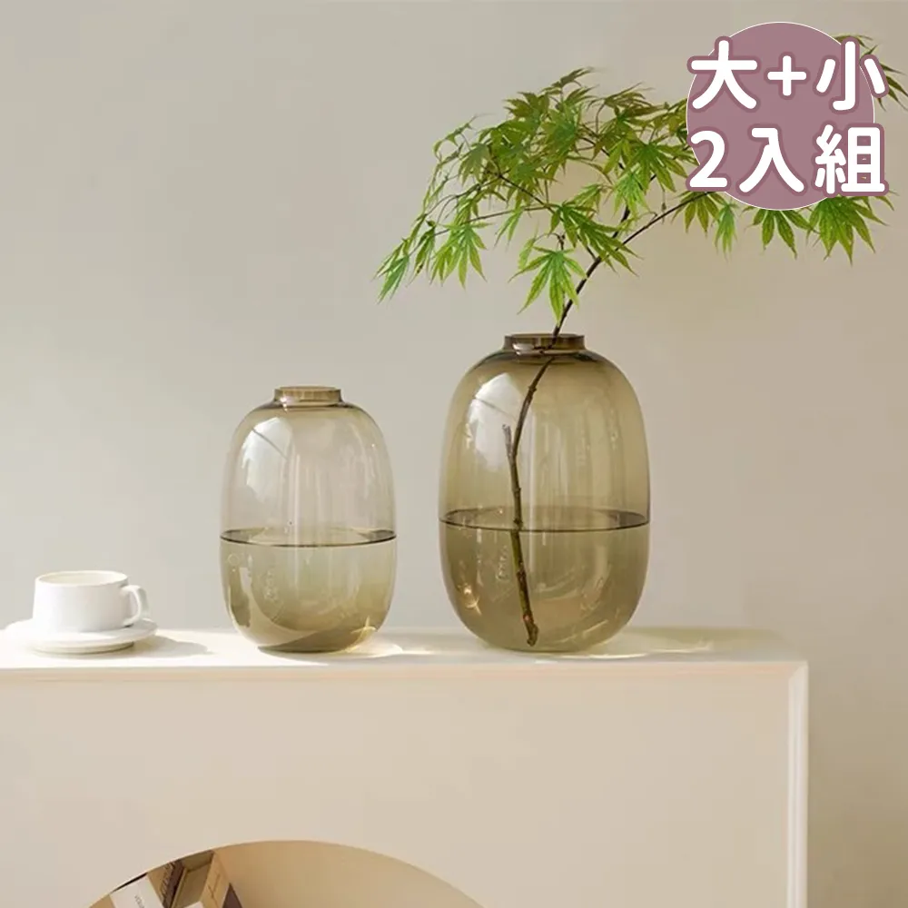【好拾選物】輕奢簡約大肚玻璃花瓶-透明 大+小 兩件組 歷史價格詳細信息