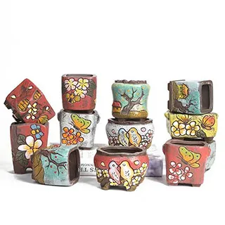 花盆 陶瓷花盆 創意花盆 多肉花盆 大號網紅鈴蘭可愛精工手繪鑲鉆多肉粗陶綠植花盆 歷史價格詳細信息