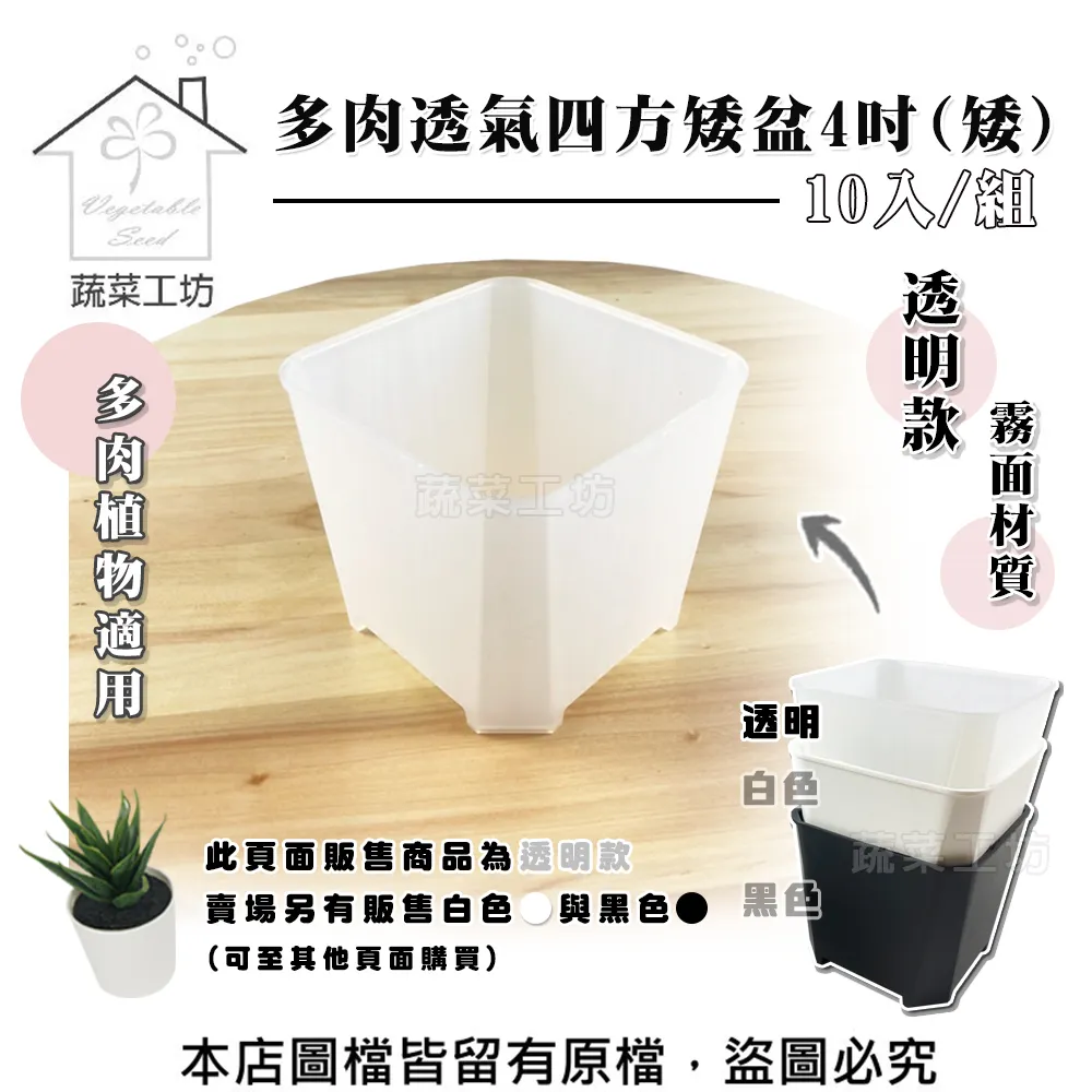 多肉透氣四方矮盆6吋(矮) (黑色.白色) 10個/組 歷史價格詳細信息