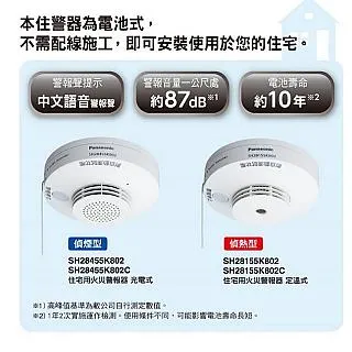 Panasonic 國際牌 住宅用火災警報器 光電式 無線連動型 (偵煙型子機 電池式 語音型) SH32427802 歷史價格詳細信息