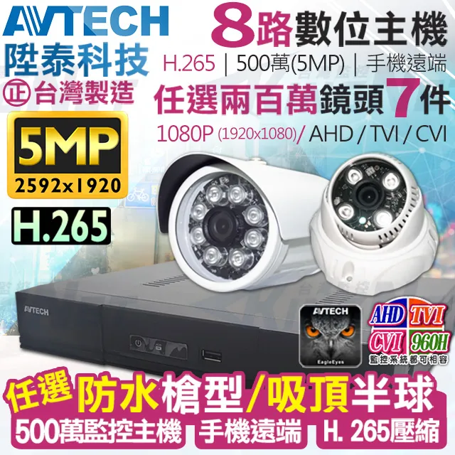 AVTECH 陞泰 500萬 8路4支監控套餐 台灣製造 歷史價格詳細信息