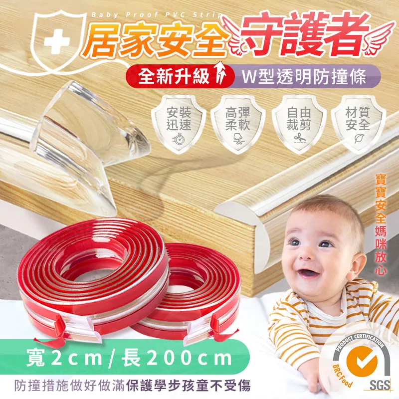 W型透明防撞條 寬1.5cm長100cm 高彈 寶寶防護條 兒童防撞條 歷史價格詳細信息