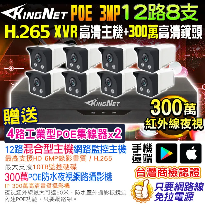 XVR 網路監控 12路4支套餐 POE 300萬高清 歷史價格詳細信息