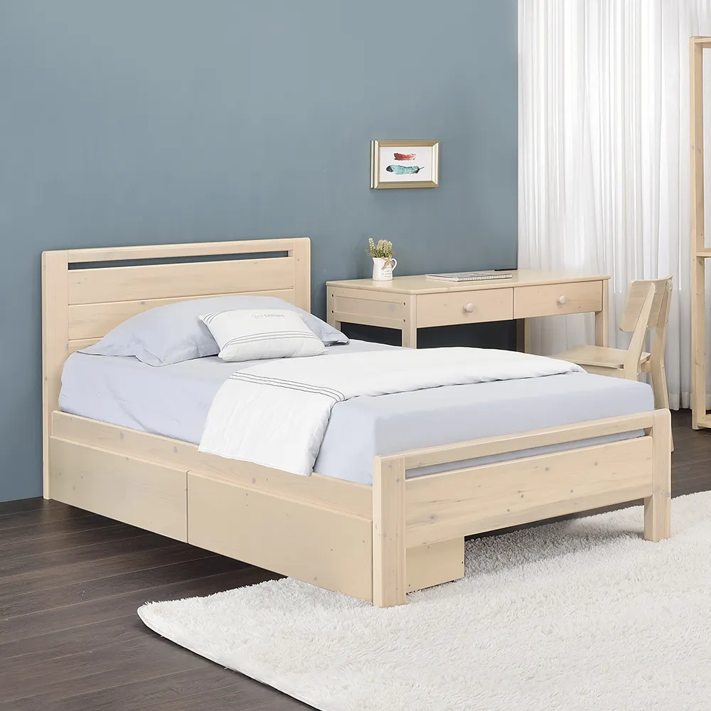 Boden-約米5尺雙人實木床架/床組-收納抽屜型 歷史價格詳細信息