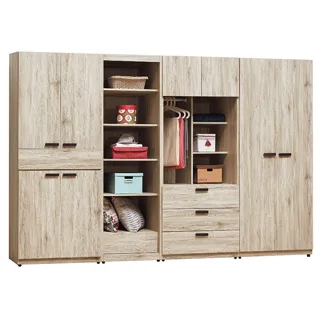 Boden-米菲9.5尺多功能收納衣櫃組合(雙吊+開放+三抽+單吊) 歷史價格詳細信息