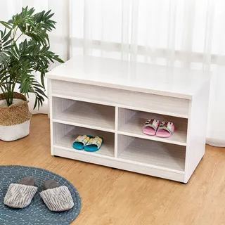 Bernice-防水塑鋼2.8尺開放式座鞋櫃/穿鞋椅(胡桃) 歷史價格詳細信息