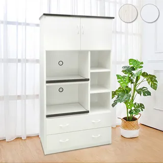 Bernice-防水塑鋼3.1尺二門二抽二拉盤電器櫃/收納高餐櫃(兩色可選) 歷史價格詳細信息