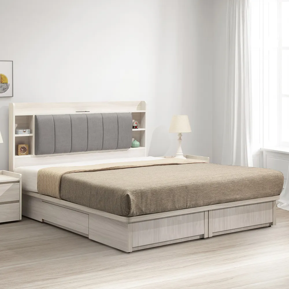 【直人木業】極簡風白榆木199公分高被櫥衣櫃(一個三抽加120公分滑門衣櫃) 歷史價格詳細信息