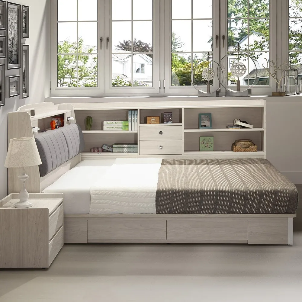 直人木業-極簡風白榆木6尺雙人加大平面兩抽床組 歷史價格詳細信息