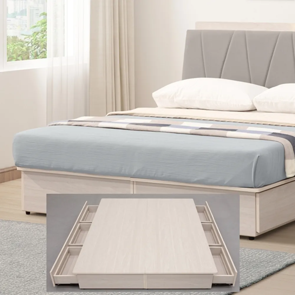 直人木業-極簡風白榆木5尺雙人平面兩抽床組 歷史價格詳細信息