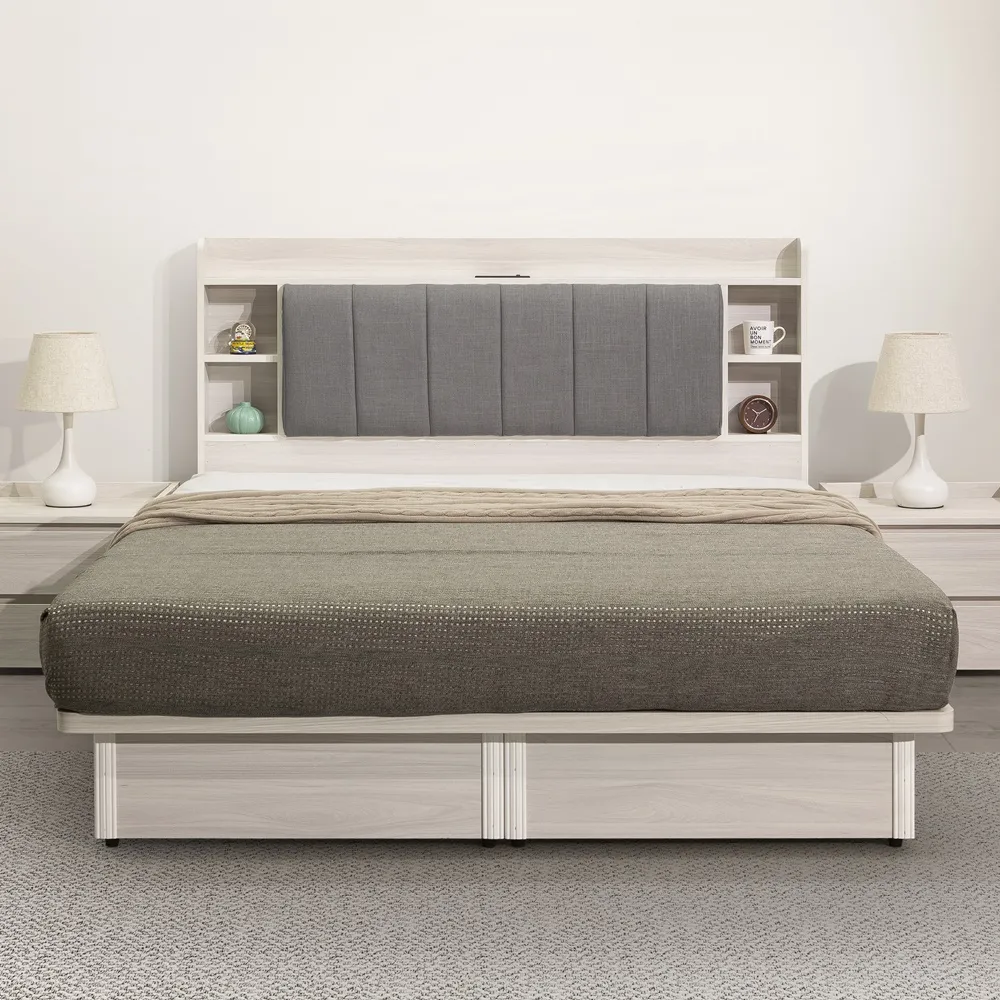 直人木業-極簡風白榆木5尺雙人平面兩抽床組 歷史價格詳細信息