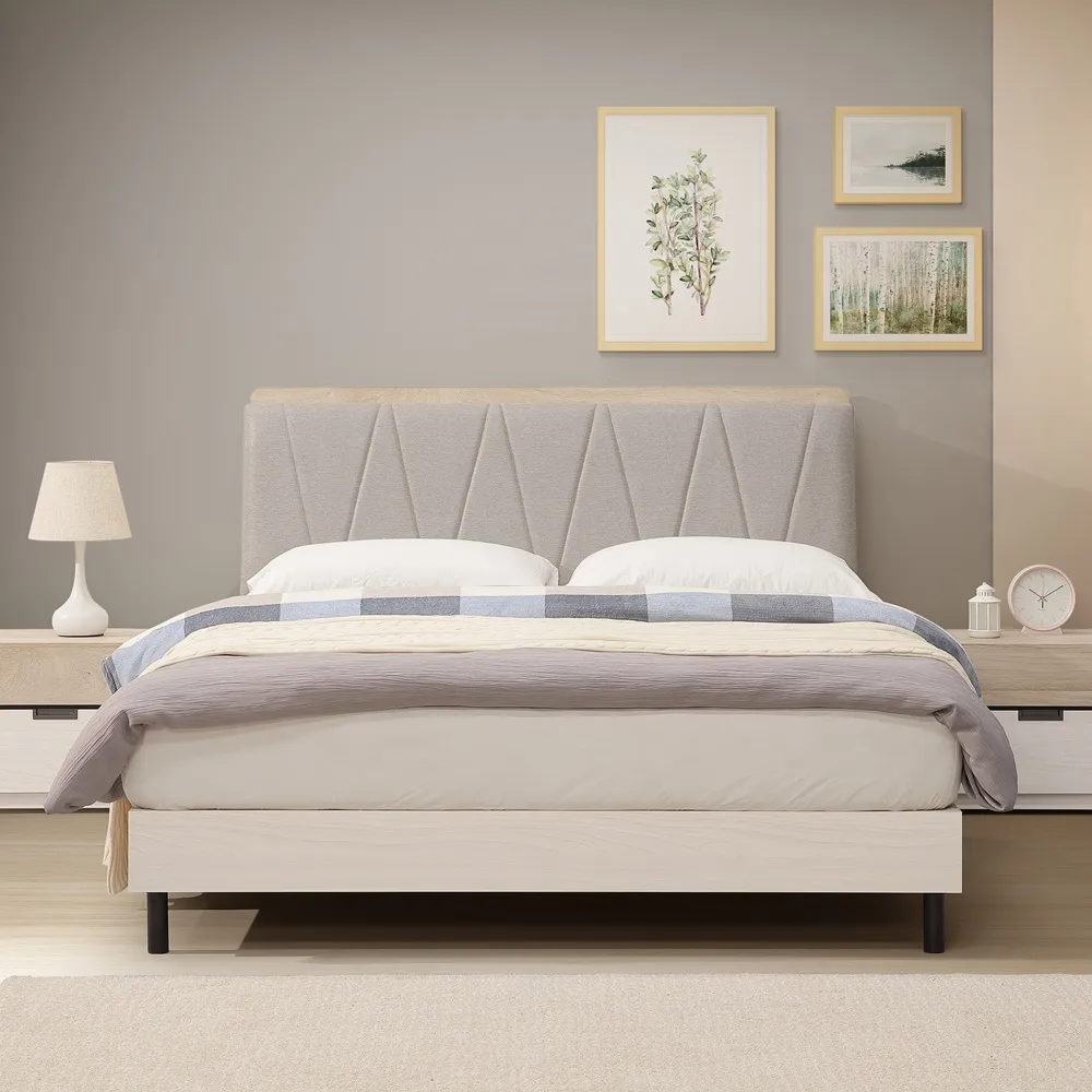 【直人木業】HANA日系平面附LED立式5尺雙人床組 歷史價格詳細信息