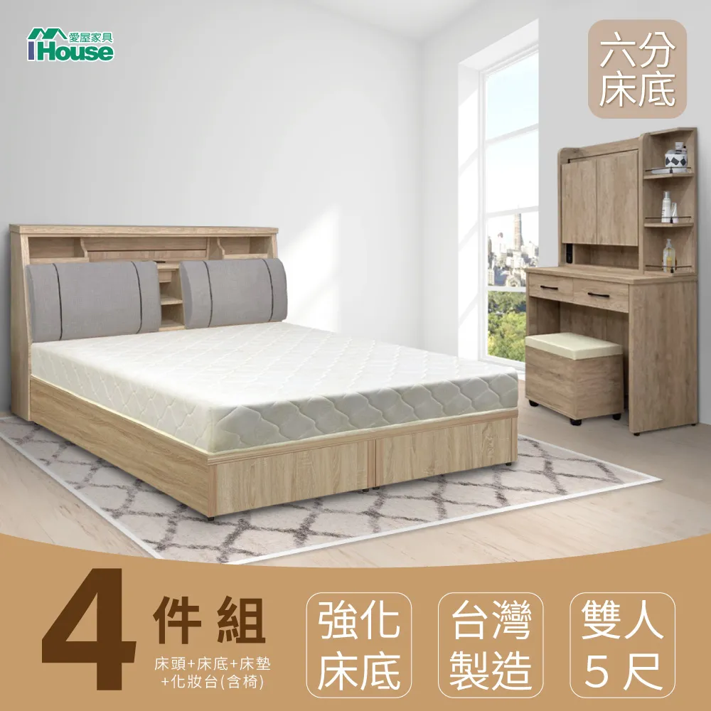 IHouse-特洛伊 強化臥室4件組(床頭箱+六分床底+天絲床墊+斗櫃)-雙人5尺/雙人加大6尺 歷史價格詳細信息