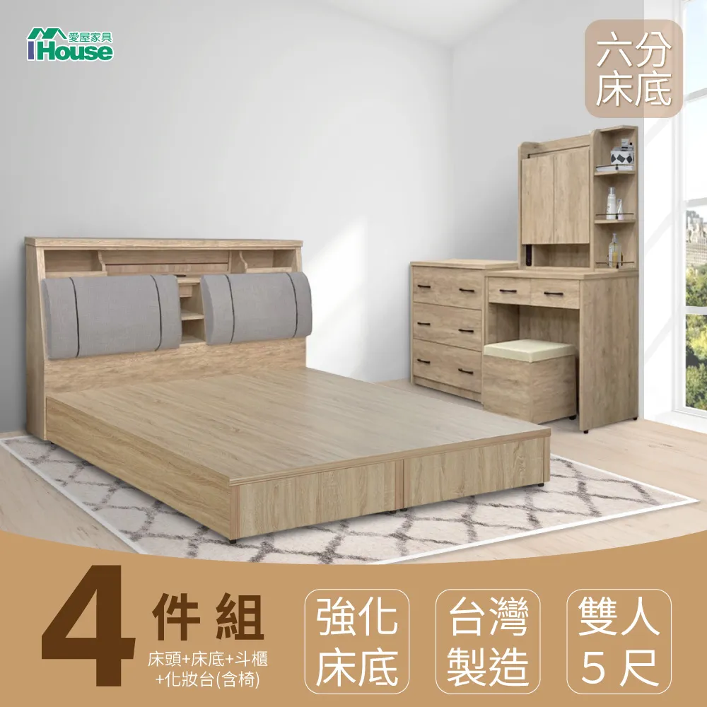 IHouse-特洛伊 強化臥室4件組(床頭箱+六分床底+天絲床墊+斗櫃)-雙人5尺/雙人加大6尺 歷史價格詳細信息