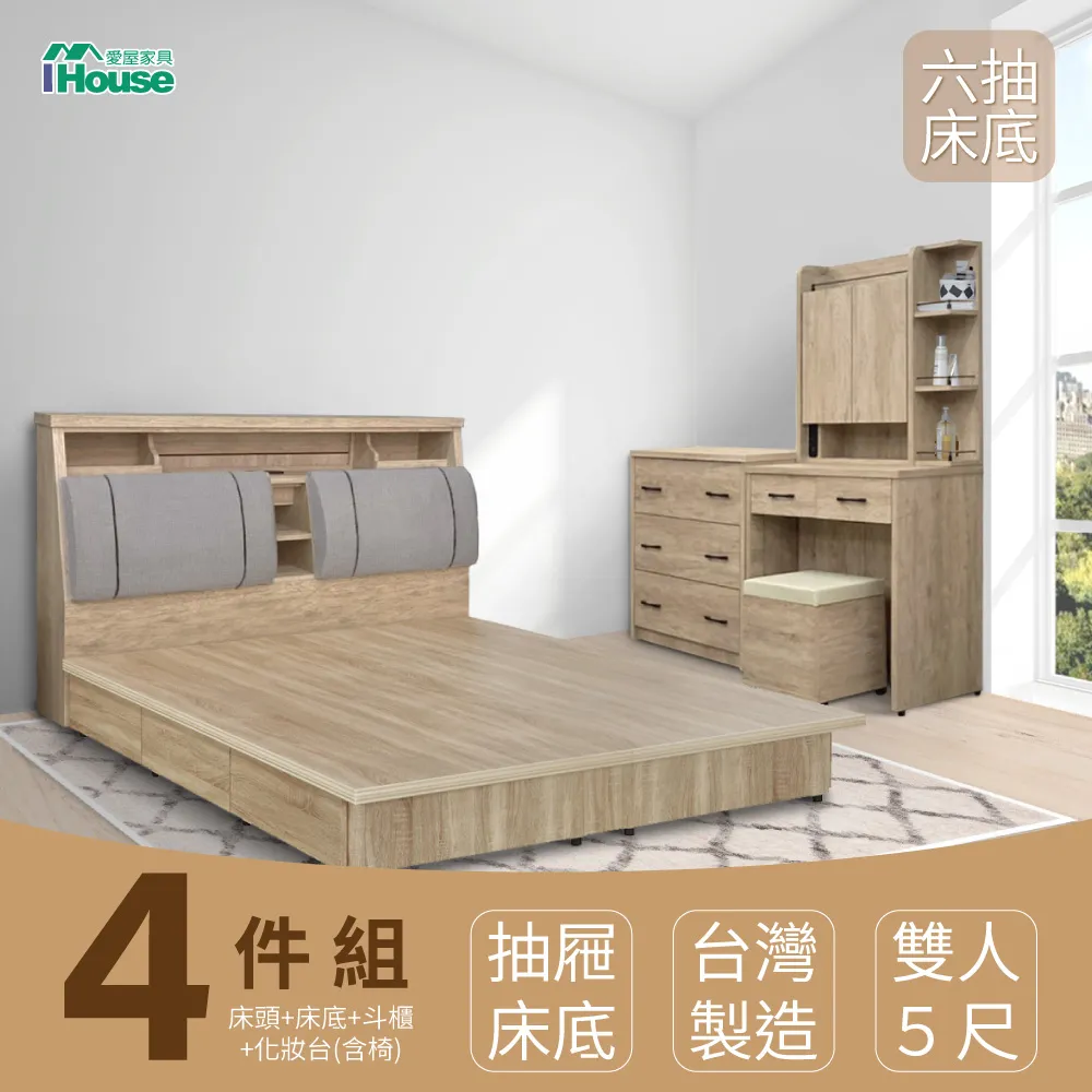 IHouse-特洛伊 收納臥室5件組(床箱+收納抽屜底+天絲墊+床頭櫃+衣櫃) 5尺/6尺 歷史價格詳細信息