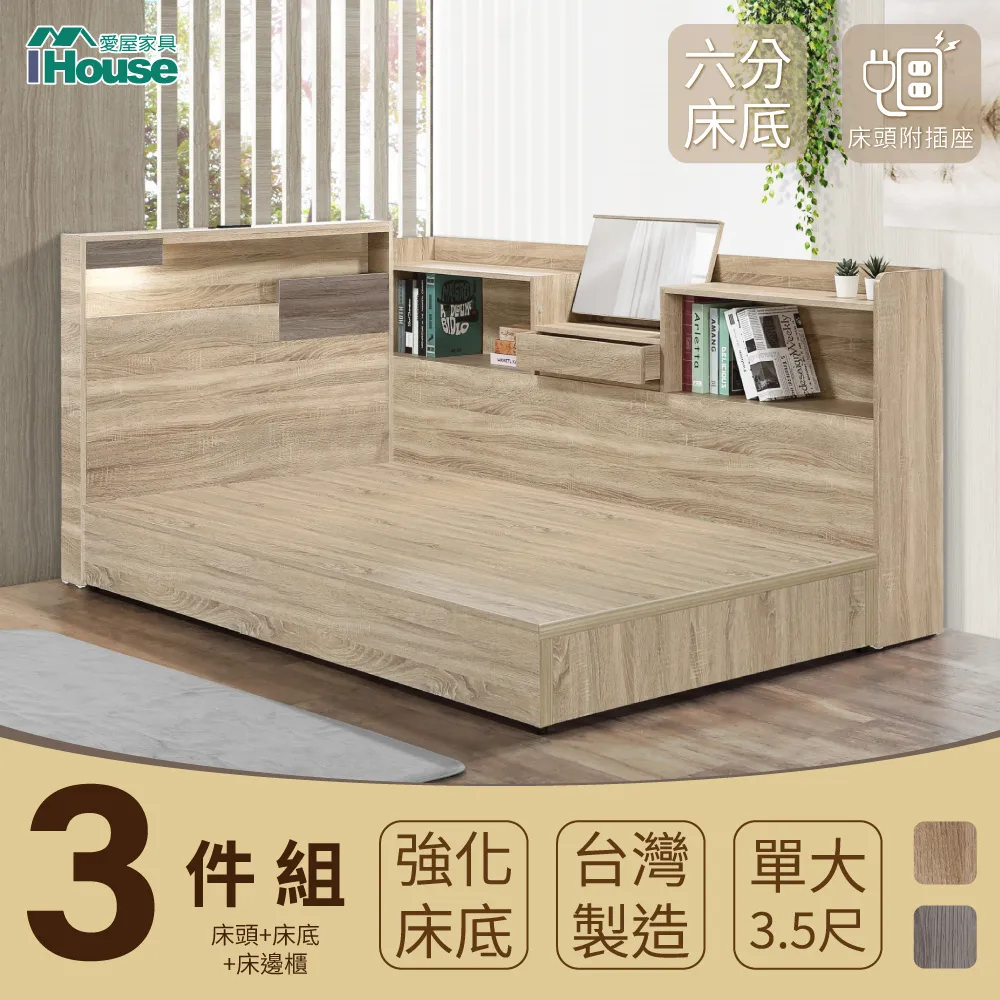 IHouse-日系夢幻100 房間3件組(床片+強化底+收納床邊櫃)-單大3.5尺 歷史價格詳細信息