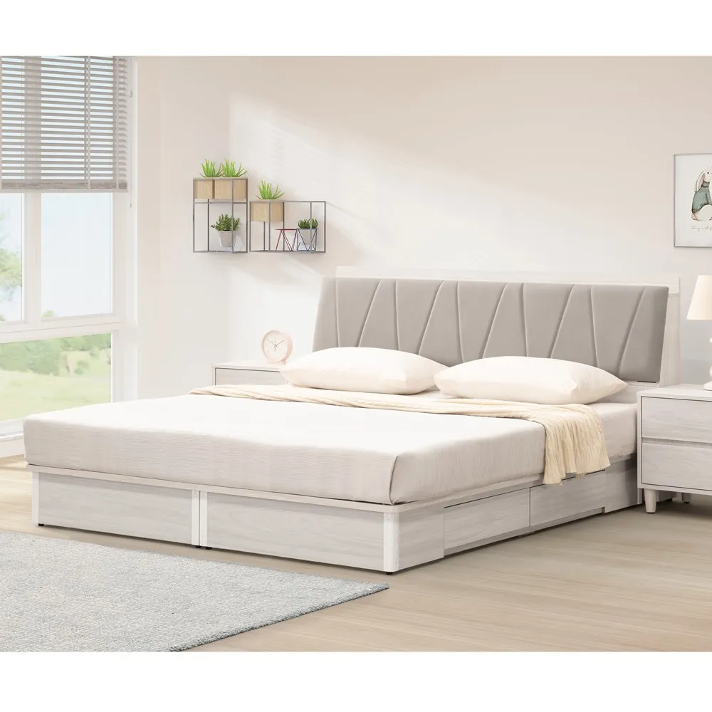 直人木業-極簡風白榆木5尺雙人平面兩抽床組 歷史價格詳細信息