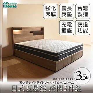 【Ihouse】日系夢幻100 五星級 房間3件組(床片+6抽底+備長炭墊)-雙大6尺 歷史價格詳細信息