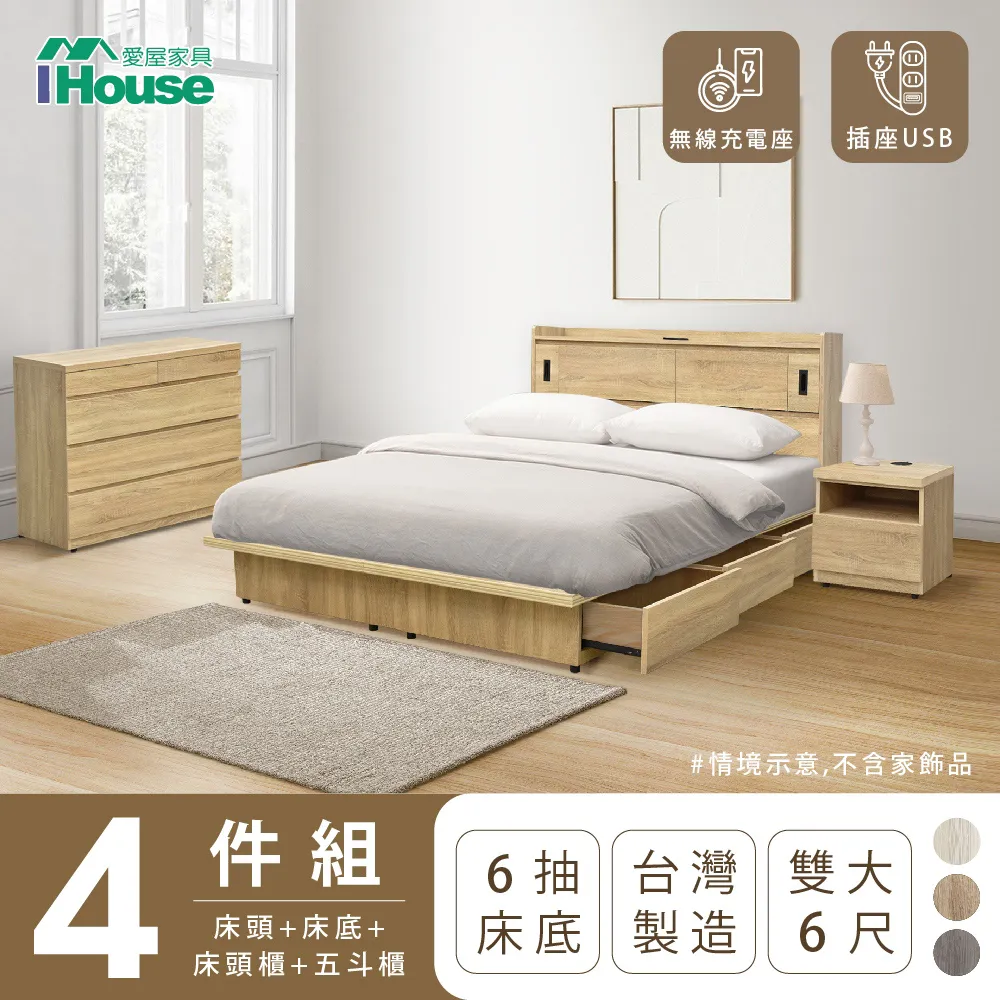 【IHouse】品田 房間4件組 雙大6尺(床頭箱+6分底+床墊+床頭櫃) 歷史價格詳細信息
