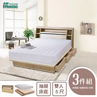 IHouse-秋田 日式收納房間5件組(床頭箱+床墊+六分床底+邊櫃+4x7衣櫃)-雙大6尺 歷史價格詳細信息