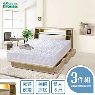 IHouse-尼爾 日式燈光收納房間5件組(床頭箱+床墊+三抽收納+邊櫃+4x7衣櫃) 歷史價格詳細信息