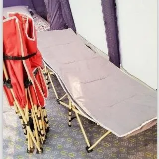 May Shop 【S106111625-1】戶外休閒午休折疊床 行軍床搭配抓絨睡袋加厚超輕睡袋 歷史價格詳細信息