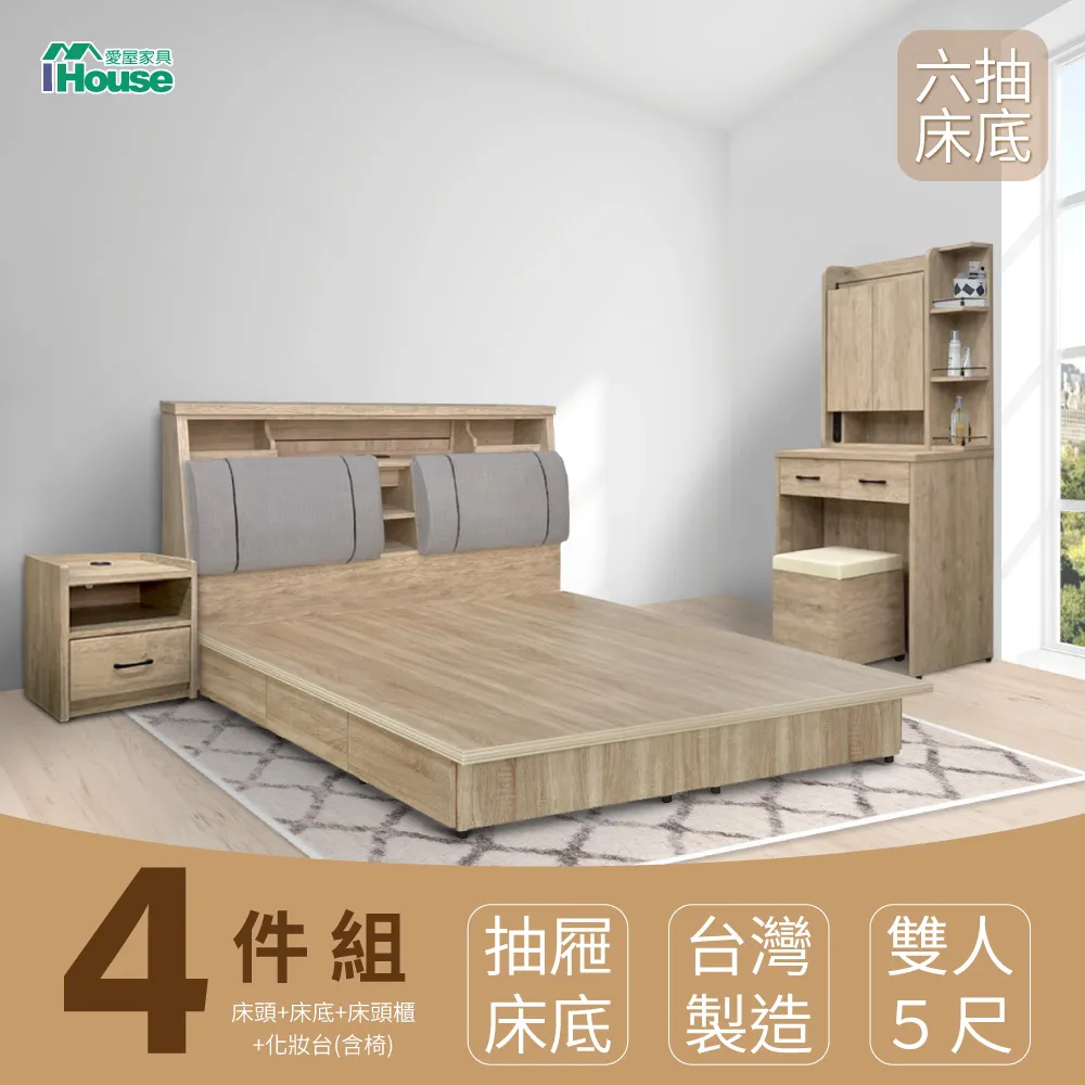 IHouse-特洛伊 收納臥室5件組(床箱+收納抽屜底+天絲墊+床頭櫃+衣櫃) 5尺/6尺 歷史價格詳細信息
