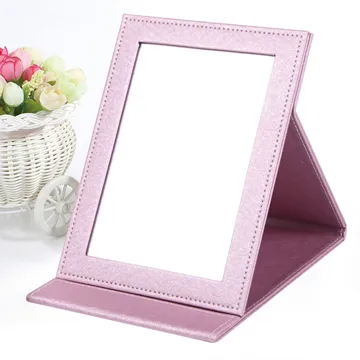 【幸福揚邑】7吋皮革折疊鏡化妝彩妝時尚質感隨身折疊款-珍珠甜蜜粉色 歷史價格詳細信息