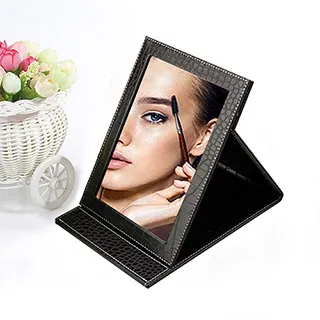 【幸福揚邑】7吋皮革折疊鏡化妝彩妝時尚質感隨身折疊款-珍珠甜蜜粉色 歷史價格詳細信息