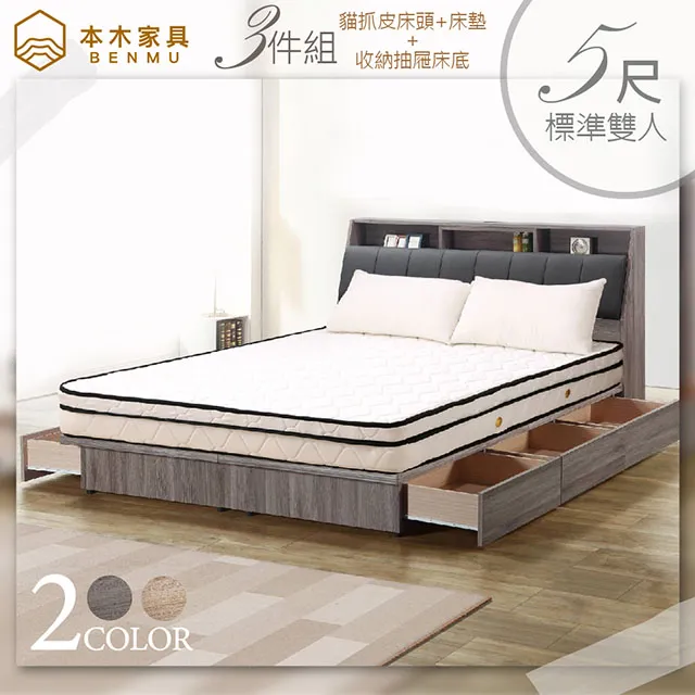 夏洛特 USB插座貓抓皮房間二件組 床頭+六分床底-雙大6尺 歷史價格詳細信息