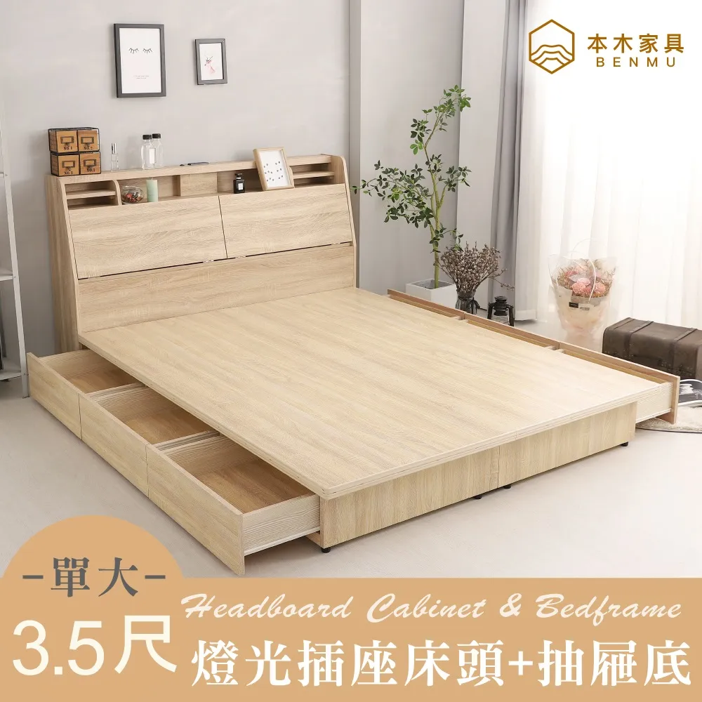 【本木】薩魯 LED燈光收納床頭-單大3.5尺 歷史價格詳細信息