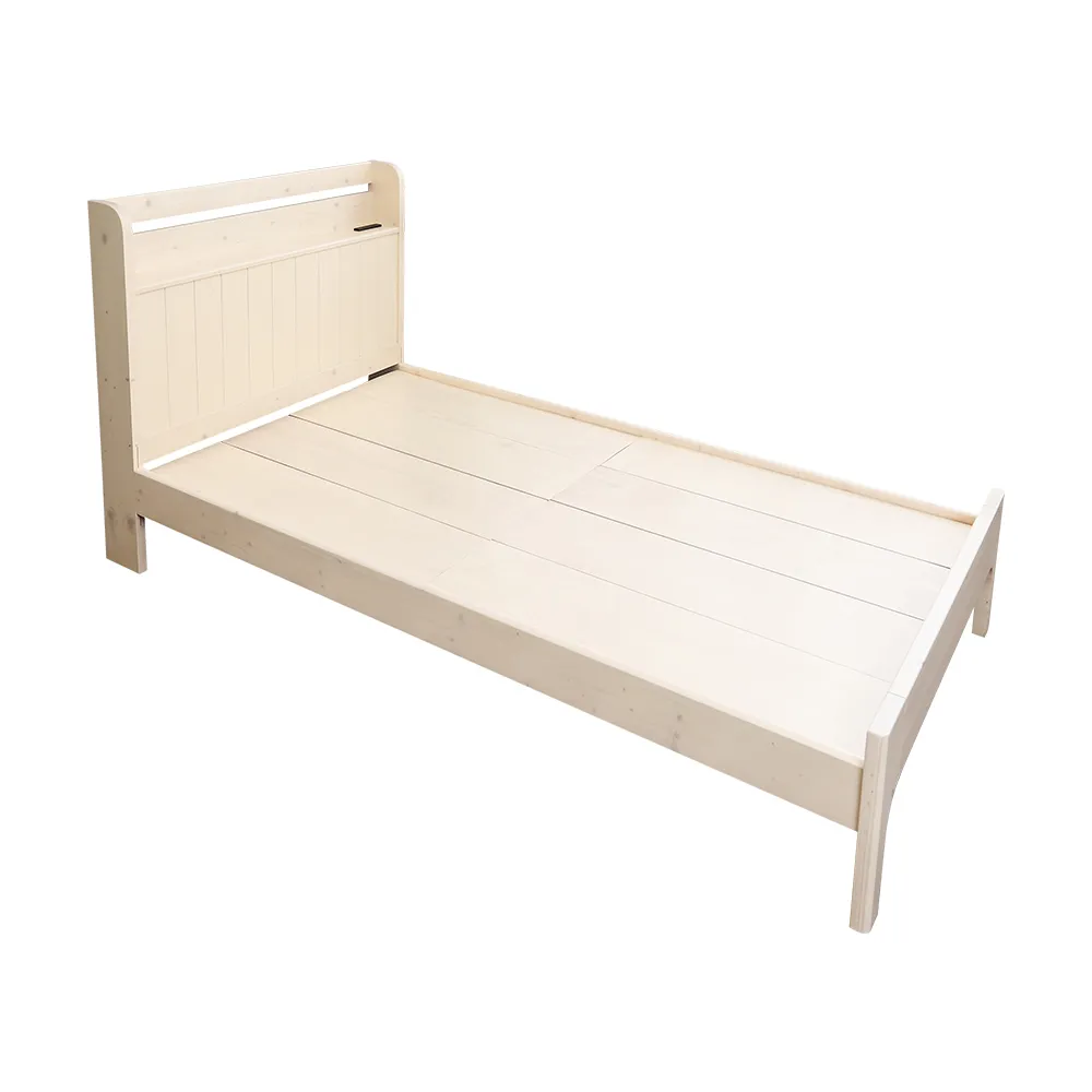 Birdie-亞傑5尺雙人書架型漂浮造型實木床架/懸浮式床底/床組-附插座/內縮腳設計(兩色可選) 歷史價格詳細信息