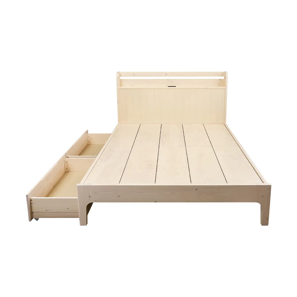 Birdie-亞傑5尺雙人書架型漂浮造型實木床架/懸浮式床底/床組-附插座/內縮腳設計(兩色可選) 歷史價格詳細信息