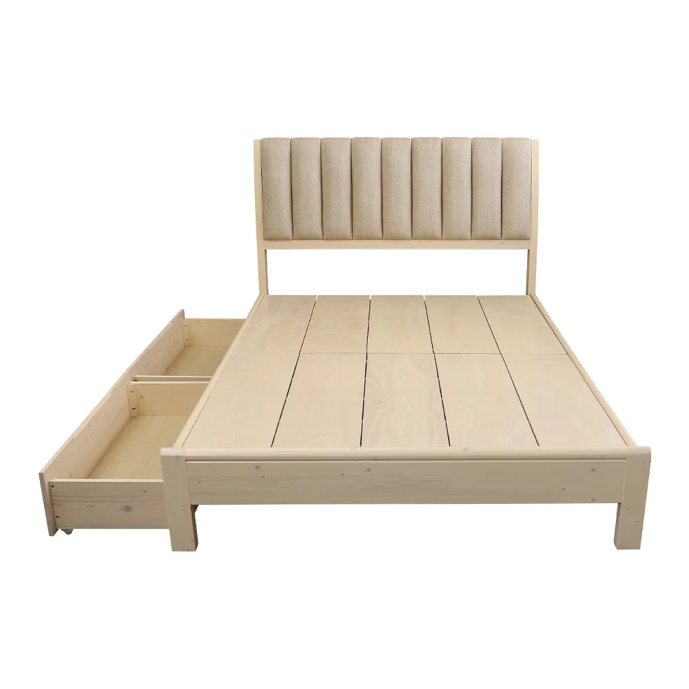 Birdie-米卡5尺雙人皮革床頭片實木床架-附收納抽屜2入 歷史價格詳細信息